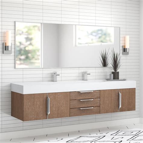 Hukill 72 Wall Mounted Double Bathroom Vanity Set Double Bathroom