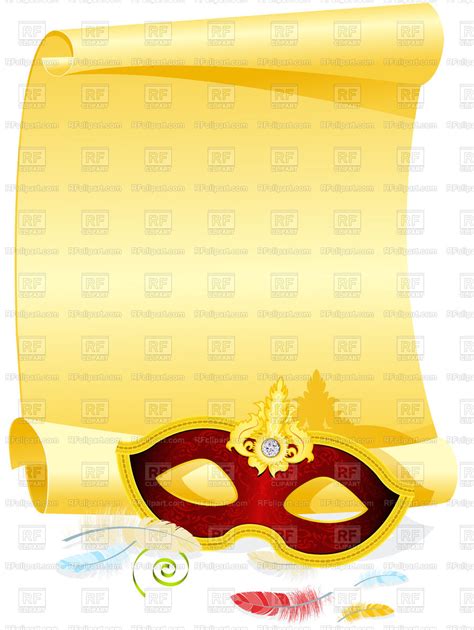 blank masquerade invitation  carnival mask  feather