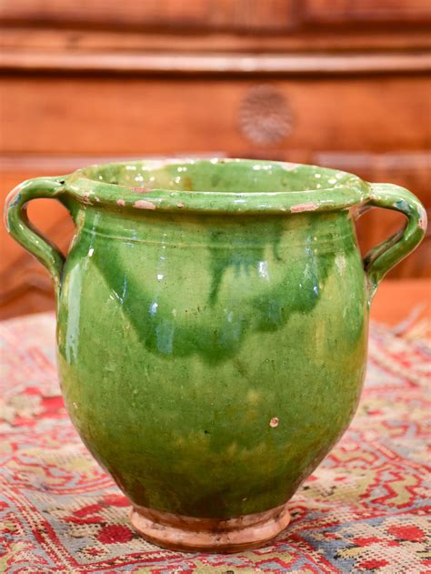 Antique French Confit Pot With Emerald Green Glaze House Plant Pots