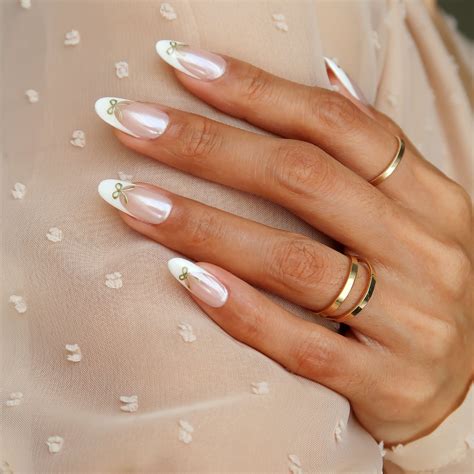 Wedding Ready Chrome French Tip Nails With Bows Fashion Blog
