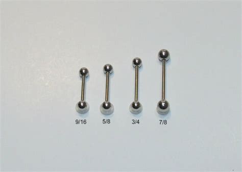 14g 916 78 Inch Surgical Steel Barbell Tongue Ring Choose Your Size Ebay
