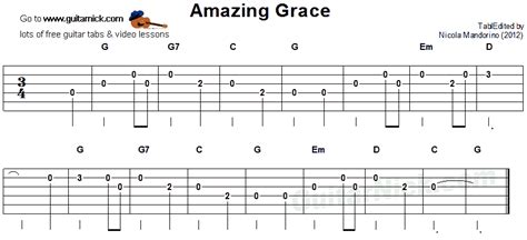 Amazing Grace Easy Guitar Tab Guitar Tabs Easy Guitar Tabs Easy Guitar