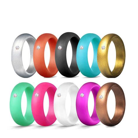 Details About Silicone Wedding Ring Diamond Pure Color Band 57mm