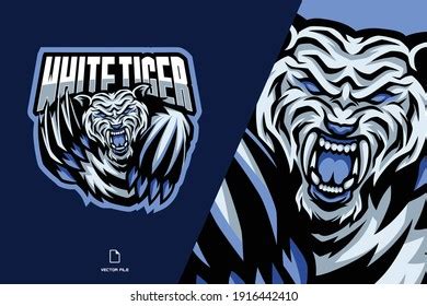 White Tiger Mascot Esport Logo Illustration Stock Vector Royalty Free