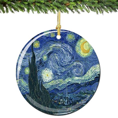 Van Goghs Starry Night Christmas Ornament In Porcelain Etsy