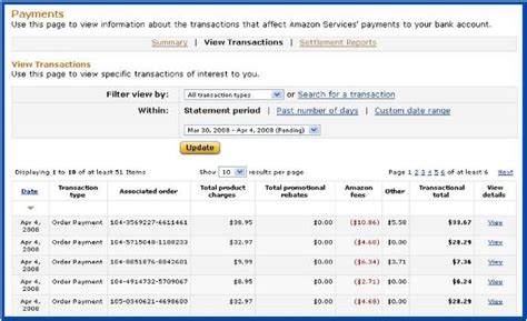 Amazon Co Uk Help FBA View Transactions Page