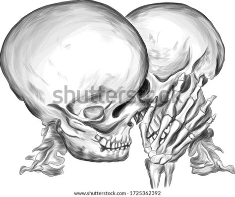 Skulls Kiss Love Vector Illustration Stock Vector Royalty Free