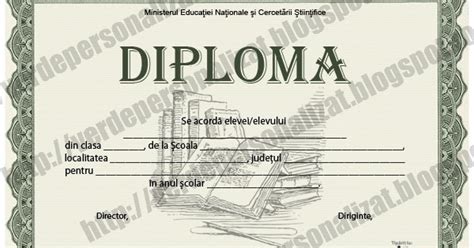 Verde Personalizat Diploma Scolara Model S074