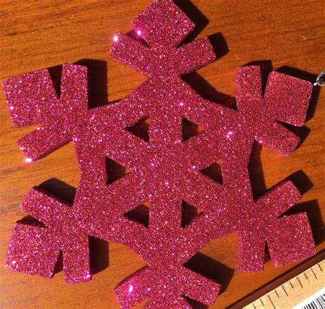 Four Hot Pink Glitter Snowflake Ornaments Etsy