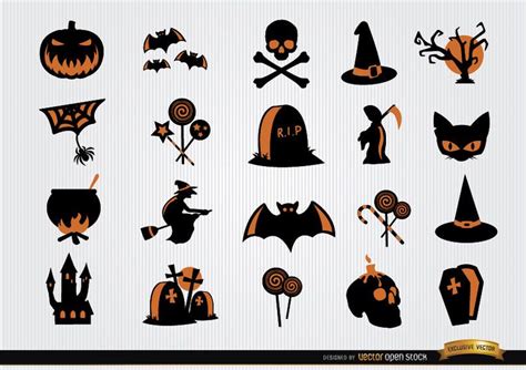 Halloween Scary Symbols Icon Set Vector Download