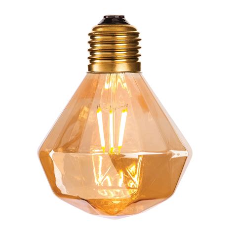 Vintage Es E27 4w Amber Diamond Cut Decorative Led Light Bulb