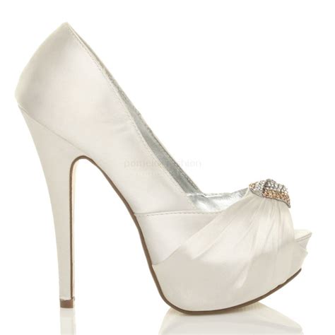 Womens Ladies Bridal Wedding Peep Toe High Heel Platform Sandals Shoes