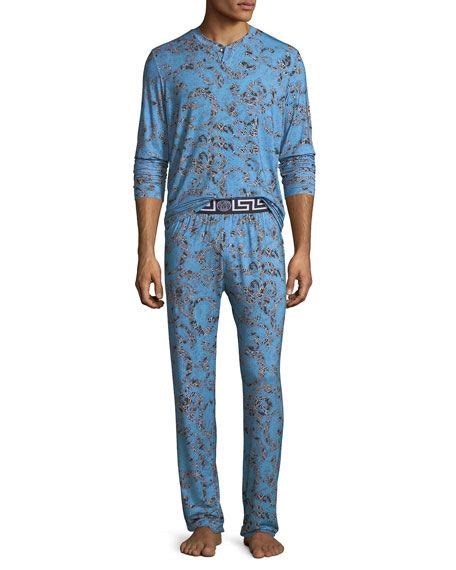 Versace Barocco Medusa Paisley Pajama Set Pajama Set Versace Tops