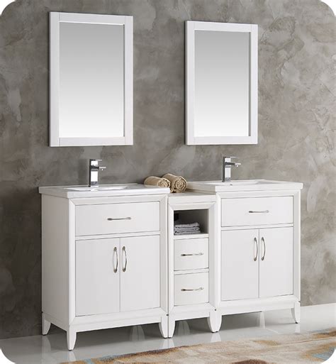 58 inch double sink vanity with a baltic brown top and undermount white ceramic sinks uvsr022158. Fresca FVN21-241224WH Cambridge 60" White Double Sink ...