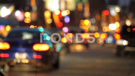 City Traffic Night Colorful Lights Blur Bokeh Circles Busy Street