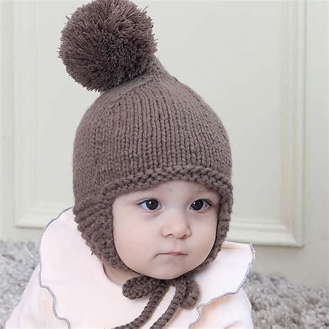 Autumn Winter Toddler Infant Knitted Baby Hat Baby Boys Girls Earflaps
