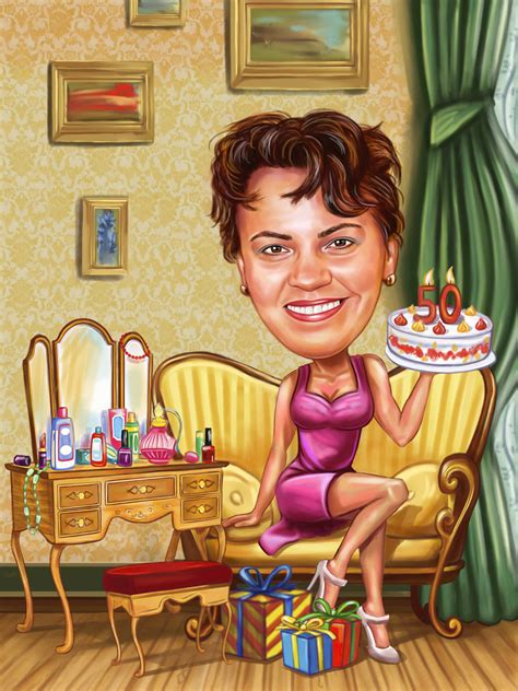 🎨 Personalized Birthday T Caricature For 50 Years From A Photo The
