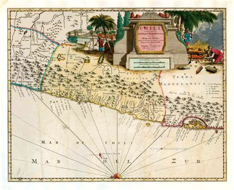 Old Antique Map Of Chile By Pieter Van Der Aa Sanderus Antique Maps