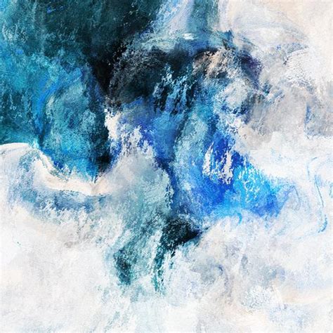 Blue Abstract Art Waves Art Print Minimalist Sea Art Modern