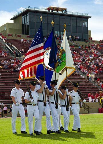 Color Guard At A Football Game Note The Vmi Flag It Has Been In Use