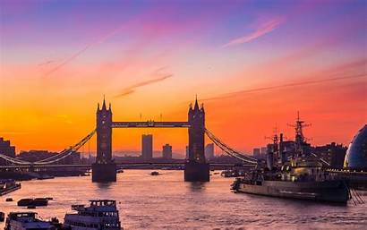 London Sunrise Bridge Tower England Landscape Cityscape