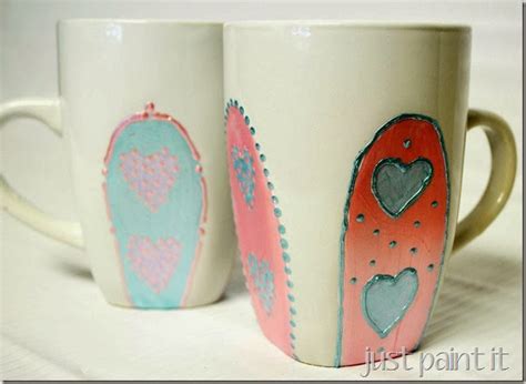 Diy Painted Valentines Day Coffee Mugs