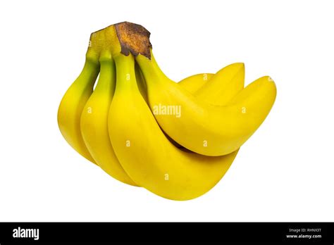 Yellow Bananas Isolated On White Background Close Up Of Ripe Bananas