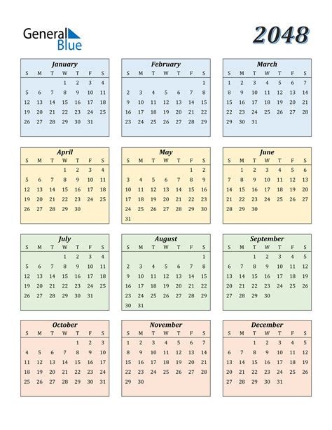 2048 Calendar Pdf Word Excel