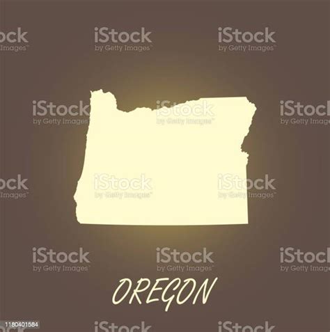 Oregon Karte Vektor Umriss Kartographie Schwarz Und Weiß Beleuchtet