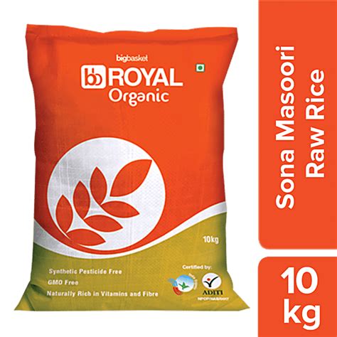 Buy Bb Royal Organic Sona Masoori Raw Rice 10 Kg Online At Best Price