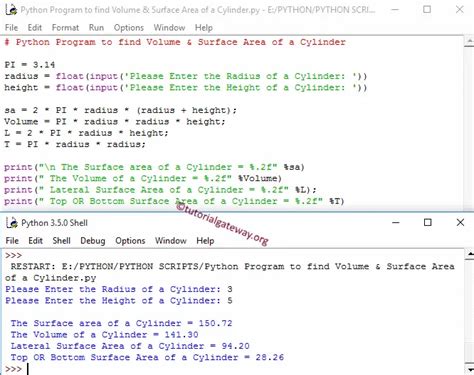 Python Program To Find Volume And Surface Area Of A Cylinder
