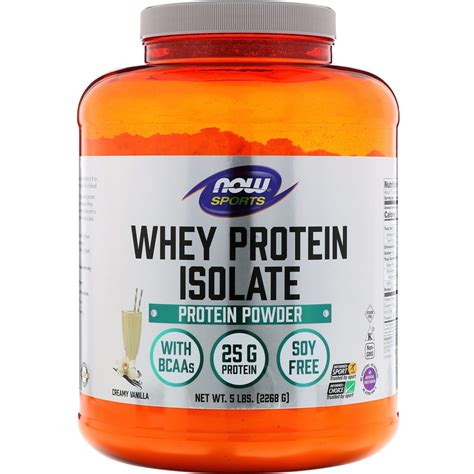 Now Foods Sports Whey Protein Isolate Creamy Vanilla 5 Lbs 2268 G