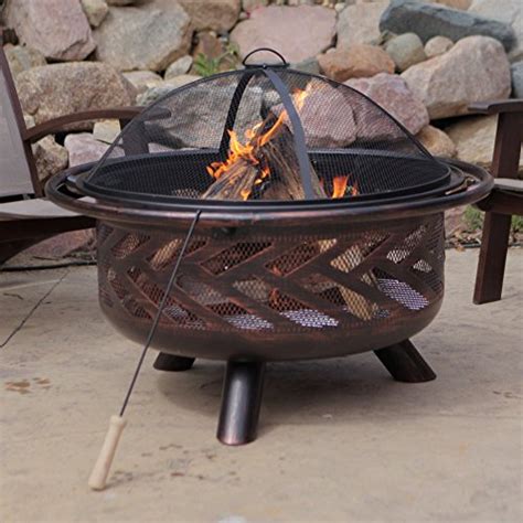 Red Ember Aspen Bronze Round Fire Pit with Grill Grate and Free Cover