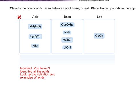 Solved: Classify The Compounds Given Below An Acid, Base, ... | Chegg.com