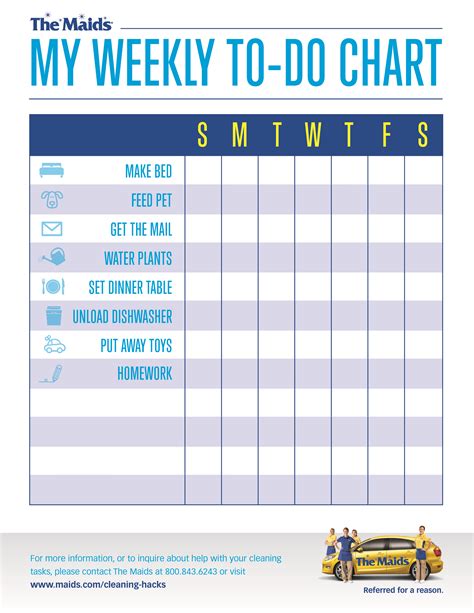 Easy To Use Simple Weekly Chore Chart For Kids From The Maids