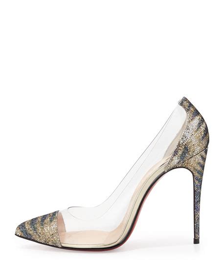 Christian Louboutin Debout Glitter And Pvc Red Sole Pump Gold