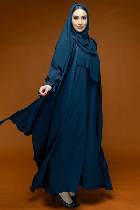 Blue Silk Abaya Set Heracloset Online
