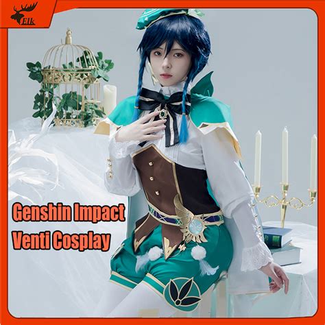 Manila ShipGenshin Impact Venti Cosplay Costume Uniform Wig Cosplay