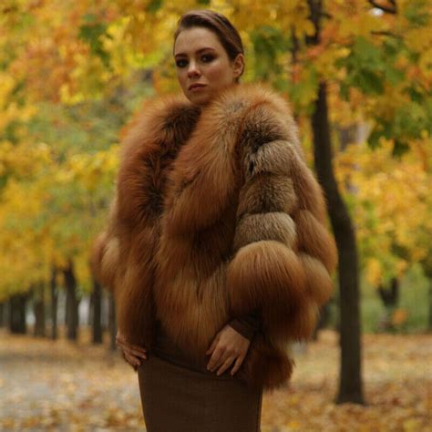 Women Real Red Fox Fur Coat Winter Vintage Whole Skin Warm Thick