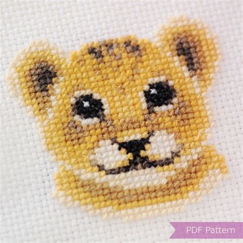 Lion Cub Cross Stitch Pattern Pdf Lion Cub Embroidery Pdf Etsy
