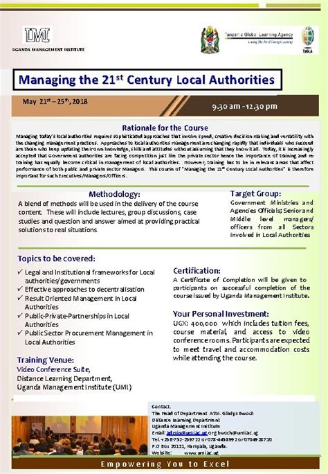 Uganda Management Institute Managing The 21 St Century