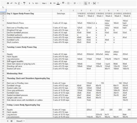 Looking for bodybuilding diet template how to develop a workout template? PHAT Excel Templates - Printable excel templates with SS PHAT workout that I made - Bodybuilding ...