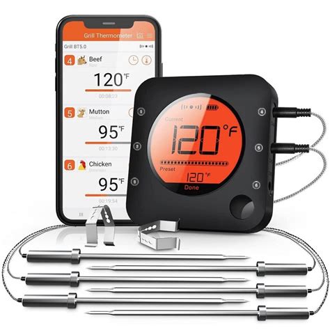Wireless Smart Meat Thermometer 300c° 2 Stainless Steel Probe