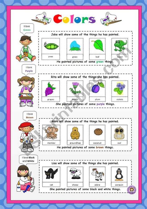 Learn Colors With Inside Out Characters Esl Worksheet By