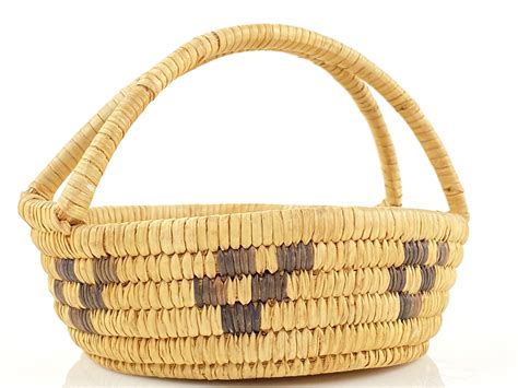 Lot Vintage Native American Hand Woven Handled Basket