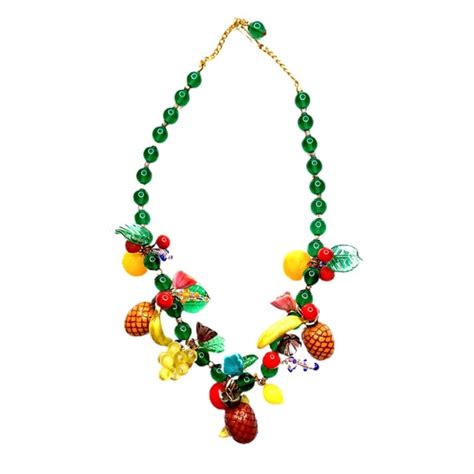 Vintage Jewelry Vtg 4s Glass Fruit Salad Carmen Miranda Necklace