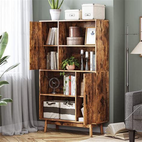 Rustic Wood Storage Cabinets With Doors And Shelvesbookcase With Doors