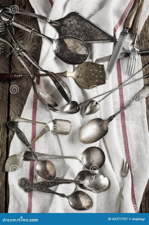 Vintage Spoons Forks And Knifes Stock Image Image Of Decorative