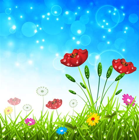 Spring Yellow Flowers Vector Background Graphics Free Vector In