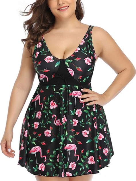 Buy Qzunique Women S Plus Size Skirted Swimsuit Floral Two Piece Tankini Swimwear Cover Up